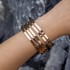 Cross border European and American retro personality exaggerated wide face bracelet set gold smooth irregular wristband bracelet multi piece set