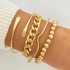 European and American cross-border retro thick chain personalized bracelet mixed and matched open bracelet bracelet, hand decoration layered style set bracelet wholesale