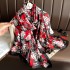 2023 New Simulated Silk Silk Women's Mountain Camellia Explosive Shawl Beach Scarf Thin Edition Trendy Brand New Silk Satin Multiple Scarves