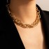 Cross border Ins style simple and fashionable necklace with personalized thick chain, punk hip-hop style knotted collarbone chain for women