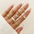 New European and American retro inlaid pearl chain ring, butterfly opening ring, ins style ring set, 10 piece set