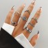 European and American Cross border Retro Vintage Butterfly Serpentine Ring Set Combination Open Multi Joint Ring Set 9-Piece Set