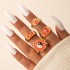 European and American Cross border Jewelry Brown Love Drop Oil Ring Six Piece Set Geometric Flower Ring Combination Set