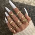 New Cross border Leaf Love Ring Set from Europe and America, Geometric Hollow Moon Eye Twelve Piece Set, Versatile Ring