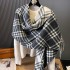 2024 new fashionable and versatile plaid autumn and winter double-sided imitation cashmere scarf, winter high-end warm shawl for women