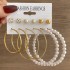 European and American Metal Rainbow Rice Bead Earrings Geometric Circle Pearl Earrings Retro Earrings Set 6-piece Set for Women