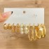 Cross border alloy heart pearl lock snake butterfly mushroom lock ear buckle creative personality card earrings 12 pieces batch