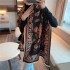 400g Thick Version Retro Ethnic Style Bluebird Scarf for Women's Winter Luxury Warm Neck Imitation Cashmere Shawl