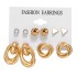 Cross border Pearl Inlaid Women's Card Earrings Creative French Retro Gold Earring Set 6-piece Set