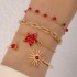 Cross border high-end light luxury jewelry from Europe and America, colorful flower inlaid diamond four layer bracelet, leaf sunflower multi-layer bracelet