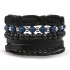 Retro bead bracelet for men, fashionable hollow triangular leather bracelet and bracelet, multi-layer wide wrapped jewelry