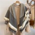 Korean version new striped imitation cashmere scarf for women in winter, warm and thick, versatile shawl, tassel geometric square scarf, neck scarf