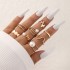 AliExpress new light luxury simple cross inlaid diamond multi piece ring set, personalized heart hollow out ten piece ring set