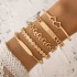 Cross border European and American retro personality exaggerated wide face bracelet set gold smooth irregular wristband bracelet multi piece set