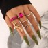 European and American popular jewelry ring bracelet snake shaped heart imitation emerald set with diamonds ins style five piece ring set for women