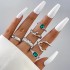 Amazon Cross border Light Luxury Jewelry Color Diamond Set Four Piece Ring Set Geometric Imitation Gemstone Set Ring Set