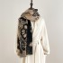 Double sided imitation cashmere thick warm scarf in autumn and winter, ink painting, butterfly dancing, simple and elegant air-conditioned room shawl for external use