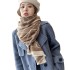 Winter Camellia Diagonal Grid Core Wrapped Yarn Jacquard Scarf Women's Versatile Cashmere Shawl Thickened Warm and Cold proof Scarf