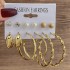 European and American Metal Rainbow Rice Bead Earrings Geometric Circle Pearl Earrings Retro Earrings Set 6-piece Set for Women