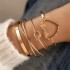 Cross border European and American retro personality exaggerated wide face bracelet set gold smooth irregular wristband bracelet multi piece set