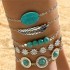 Cross border Bohemian style turquoise leaf bracelet with ethnic style bow flower turquoise bracelet set