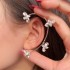 Cross border super sparkling diamond inlaid butterfly ear hooks without ear holes, ear clips for women, one-piece fairy like feeling, wholesale of versatile earrings from Japan and South Korea