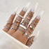 Cross border New Fashionable Versatile Leaf Love Ring Set Personalized Geometric Stacked Joint Ring Multi piece Set