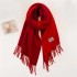 Autumn and Winter New Solid Color Cashmere Scarf for Women, Thickened and Warm, Double sided Two tone Tassel Shawl Neck Wholesale