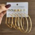 Fashionable commuting large circle earrings with heart-shaped earrings, simple geometric coils, metal card earrings set