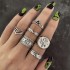 European and American Cross border Retro Vintage Butterfly Serpentine Ring Set Combination Open Multi Joint Ring Set 9-Piece Set