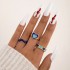 European and American Cross border Jewelry Brown Love Drop Oil Ring Six Piece Set Geometric Flower Ring Combination Set