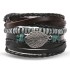 Retro bead bracelet for men, fashionable hollow triangular leather bracelet and bracelet, multi-layer wide wrapped jewelry