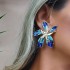 New cross-border popular jewelry with exaggerated European and American personality, multi-layer alloy drip oil flower earrings and earrings