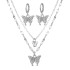 European and American fashion trend niche design micro inlaid zircon double-layer butterfly high-end necklace ear buckle jewelry 2-piece set