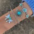 Cross border Bohemian ethnic style turquoise inlaid bracelet set with exaggerated personality butterfly turquoise bracelet multiple piece set