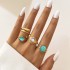 European and American cross-border new turquoise Fried Dough Twists ring 6-piece gold wave finger joint ring turquoise women's ring