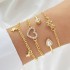 European and American cross-border alloy heart knot bracelet set creative peach heart heart geometric cross bracelet 4-piece set batch