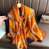 2023 New Simulated Silk Silk Women's Mountain Camellia Explosive Shawl Beach Scarf Thin Edition Trendy Brand New Silk Satin Multiple Scarves