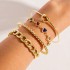 Amazon Cross border New Retro Wide Bracelet Simple Geometric Opening Round Bead Gold Smooth Surface Bracelet Jewelry Set