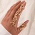 European and American cross-border exaggerated personalized ring, flower chain temperament, fashionable hollow carved flower connected finger ring jewelry for women