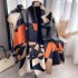 Korean version autumn and winter splicing dopamine colored letter design, elongated and luxurious, warm and imitation cashmere scarf, shawl for women