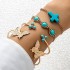 Cross border Bohemian ethnic style turquoise inlaid bracelet set with exaggerated personality butterfly turquoise bracelet multiple piece set