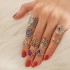 New Cross border Retro Water Drop Diamond Set Purple Gemstone Joint Ring Geometric Hollow Triangle Ring 9-Piece Set for Women