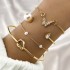 European and American cross-border alloy heart knot bracelet set creative peach heart heart geometric cross bracelet 4-piece set batch