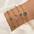 Cross border new European and American bracelet ins retro inlaid green diamond square bracelet inlaid diamond butterfly heart bracelet 4-piece set