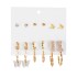 Euro American Cross border Alloy Earrings Square Geometric Earrings Set 6-piece Retro Pearl Card Earrings Earrings and Accessories