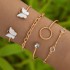 AliExpress Cross border Jewelry Butterfly Imitation Gemstone Hollow Four Layer Bracelet Geometric Opening Bracelet Set