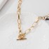 Korean version cross-border ins hip-hop style alloy OT buckle necklace for women, simple European and American collarbone chain cross-border necklace