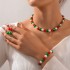 Christmas series new cute red and green bell bead earrings necklace bracelet three piece set cross-border jewelry