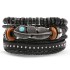 Retro bead bracelet for men, fashionable hollow triangular leather bracelet and bracelet, multi-layer wide wrapped jewelry